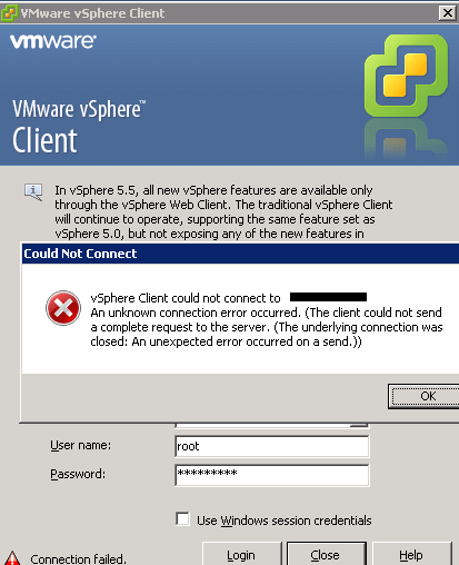 رفع مشکل اتصال Vsphere Client به سرور