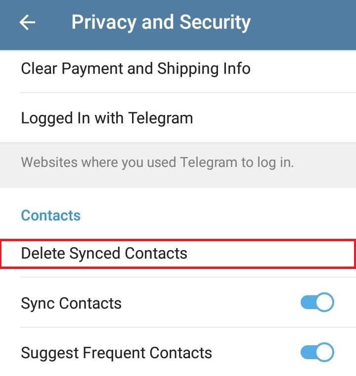 آموزش حذف کامل مخاطبین تلگرام